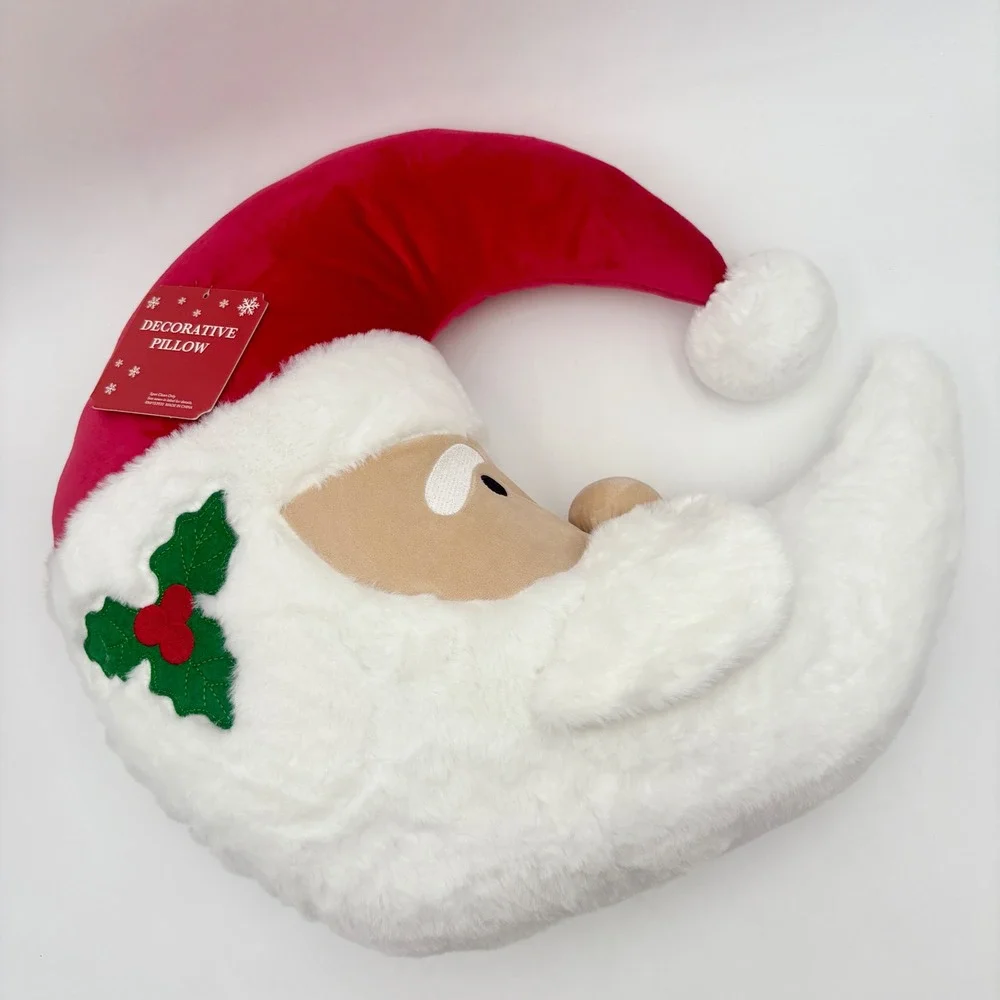 Santa Moon Crescent‎ Pillow Christmas Plush Decorative Holiday Gift